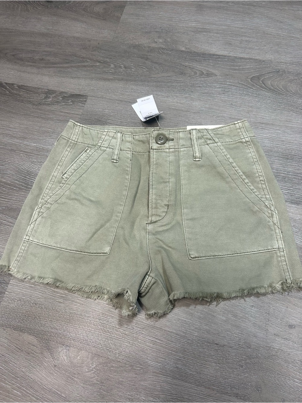 American Eagle Outfitters Olive Utility Frayed Hem High-Rise Shorts